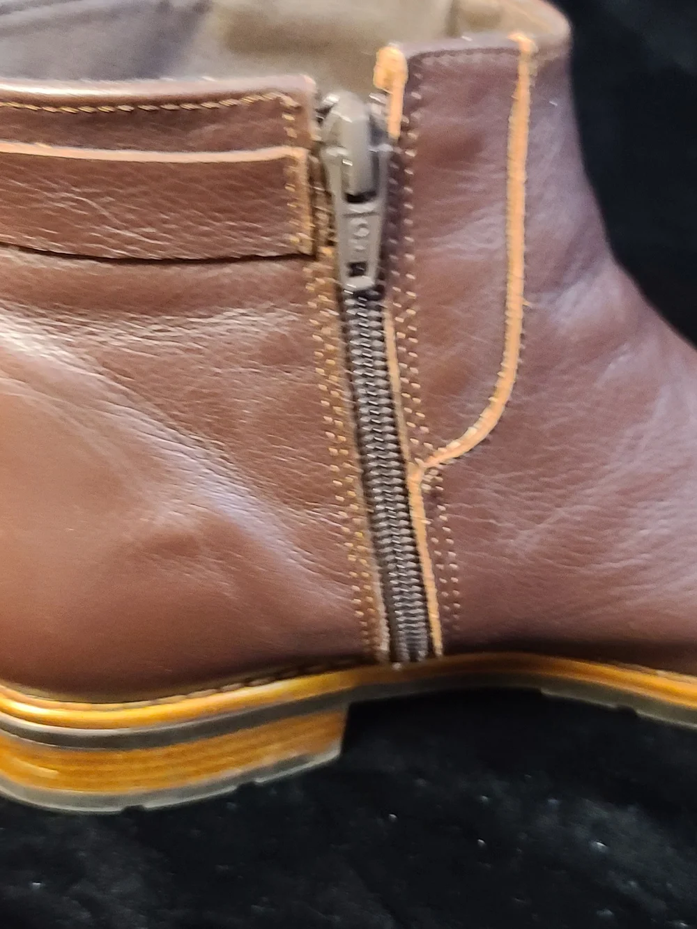 Brown Leather Ankle Booties with Side Elastic Panel
